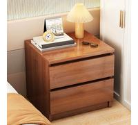 Generico Mesita de Noche con 2 Cajones, Mesitas de Noche Estilo Rústico, Mesas Auxiliares Sencillas Acanaladas para Sala de Estar, Recibidor y Muebles de TV