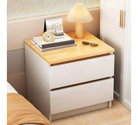 Generico Mesita de Noche con 2 Cajones, Mesitas de Noche Estilo Rústico, Mesas Auxiliares Sencillas Acanaladas para Sala de Estar, Recibidor y Muebles de TV