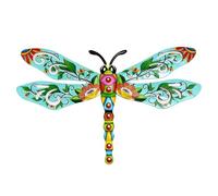 Generico Metal Dragonfly Wall Art - Adds Vibrant Garden Colour, Hand Painted Details 3D Wing Style, 25cm Width + 39cm Height Dimension, Weatherproof Iron Casting Ornament - For Fences & Patio Pillars