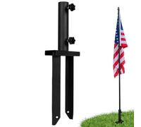 Generico Metal Flag Pole Holder | 37cm Heavy-Duty Ground Stake | Bracket with 2 Hand Screws | Universal Banner Base | Outdoor Flag Support for Lawn, Garden, Or Event Displays