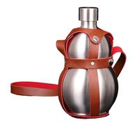 Generico Metal Gourd Bottle - 1.5L Drinking Flask, Carry Strap Design, Portable Beverage Container | Juice Milk Gym Outdoor Activities Travel, Stainless Construction, Leakproof Lid System, Easy Carry