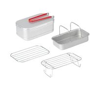 Generico Metal Lunch Box, Lunch Container Steaming Rack Set, with Foldable Handle,6.57x1.97x3.86 Inches Compact Camping Picnic Box, Portable Steam Bracket for Travel and Outdoor Meals