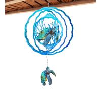 Generico Metal Wind Spinners, Garden Sculptures, 11.81x11.81x0.2 Inches Yard Decor, Hummingbird Turtle Design, Rustic Hangable Art Piece for Backyard, Porch, Balcony, Patio, Outdoor Space