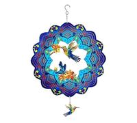 Generico Metal Wind Spinners, Garden Sculptures, 11.81x11.81x0.2 Inches Yard Decor, Hummingbird Turtle Design, Rustic Hangable Art Piece for Backyard, Porch, Balcony, Patio, Outdoor Space