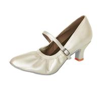 Genérico Mezza Soletta Anteriore Gel Donna, Scarpe da Ballo per Interni, Scarpe da Ballo Quadrate di Amicizia, Scarpe da Ballo Standard Nazionale Portachiavi Tacchi, bianco, 40 EU