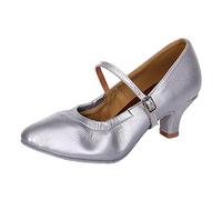Genérico Mezza Soletta Anteriore Gel Donna, Scarpe da Ballo per Interni, Scarpe da Ballo Quadrate di Amicizia, Scarpe da Ballo Standard Nazionale Portachiavi Tacchi, argento, 39 EU