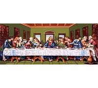 Generico Mezzopunto mezzo punto stampato a colori completo di matassine L'ultima cena 110 x 50 disegno ricamabile
