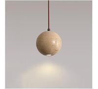 Generico MI-NI Lampada spot V-intage rustica Compatible with fattoria - a sospensione con paralume in marmo sferico a singola a soffitto in pietra naturale,lampadario