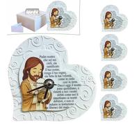 Generico Mi Piace Set da 5 Orologi a Forma di Cuore, Realizzati in marmoresina Bianca e Decorati con l’Immagine di Gesù e Preghiera del Padre Nostro.