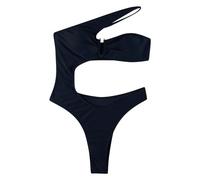 Generico Micro Perizoma Donna Pacco Costume Bagno Due Pezzi Intero Senza Spalline Push up Seno Bikini Vita Alta Curvy