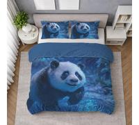 Generico Microfibra Morbida Set Copripiumino Blu, Copripiumino Singolo 155 X 200 cm Animale Gelo Panda Freddo, Biancheria da Letto confortevole, Leggera e Traspirante, per il riposo quotidiano