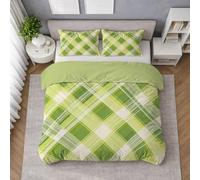 Generico Microfibra Morbida Set Copripiumino Chiaro, Copripiumino Singolo 155 X 200 cm Motivo Quadri Saia Design, Biancheria da Letto confortevole, Leggera e Traspirante, per il riposo quotidiano