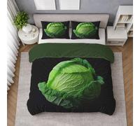 Generico Microfibra Morbida Set Copripiumino Verde, Copripiumino Matrimoniale 250 X 200 cm Cibo Cavolo Fresco Intero, Biancheria da Letto confortevole, Leggera e Traspirante, per il riposo quotidiano