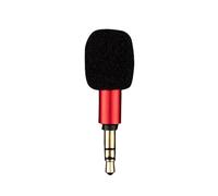 Generico Microfono portatile mini con jack da 3,5 mm Aux a 4 poli/3 poli per karaoke, registratore, telefono cellulare, smartphone, computer, laptop Accessori per microfoni (Rosso a 3 poli)