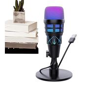 Generico Microfono Streaming PC USB | Controlla micros con riduzione del rumore | RGB Office Microfono per i giochi di karaoke Podcast Recording Studio Broadcast win-dow Compatibile