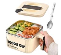 Generico Microwave Noodle Cooker,1500ml Stainless Steel with Spoon Handle,Noodle Cooker Cooking Pot | for Adults Home Kitchen Dorm College Office Soup Food Lunch Dinner