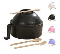 Generico Microwave Safe Ramen Bowl Set, Ramen Cooker Ramen Bowl Set, Chopsticks & Built-In Strainer, Portable Instant Noodle Cooker for Office, Dorm, Travel, and Camping Meals (Black)