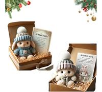 Generico Mini Bunny Hug Cute Easter, Handmade Bunny Hugs in Box, Pocket-Sized Comfort with Knit Hat & Gift Box, for Friends Family (2PCS-B+K)