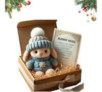 Generico Mini Bunny Hug Cute Easter, Handmade Bunny Hugs in Box, Pocket-Sized Comfort with Knit Hat & Gift Box, for Friends Family (1PCS-Blue)