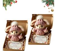 Generico Mini Bunny Hug Cute Easter, Handmade Bunny Hugs in Box, Pocket-Sized Comfort with Knit Hat & Gift Box, for Friends Family (2PCS-PP)