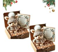 Generico Mini Bunny Hug Cute Easter, Handmade Bunny Hugs in Box, Pocket-Sized Comfort with Knit Hat & Gift Box, for Friends Family (2PCS-G+G)