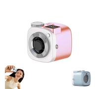 Generico Mini Camera Shaped Portable Fan with Lanyard,Smart LED Display,Turbo Cooling Handheld Neck Fan,Camera Style Portable Fan,USB Rechargeable,for Outdoor,Office,Desk Use,Travel Camping (Orange)