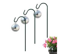 Generico Mini Disco Ball Stake - Three Piece Set, Reflective Mirror, Decorative Garden Ornament, Dynamic Sunlight Catcher, Elegant Outdoor Lawn Accent | For Patio Balcony