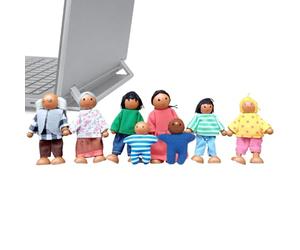 Generico Mini Figure Di Persone - 8 Personaggi Per La Casa Delle Bambole | Set Per Famiglie Con Casa Delle Bambole In Legno, Corda, Tessuto | Per Bambini, Ragazzi, Ragazze, Bambini, Scuola Mat