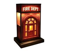 Generico Mini Fire Station Light, Decorative Fire Department, LED Ambient Night Lamp with 3D Build Feature, Compact Resin Desk Unit, Nostalgic Style Lamp with Warm Glow, Bedside Light for Office Use