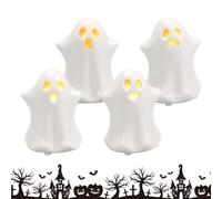 Generico Mini Ghost Figurines 4 Pieces Ceramic LED Light Warm Glow Set