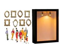 Generico Mini Musée DIY 25x25cm | Boîte Silhouette en Bois avec Figurines | Cadres Miniatures Dorés et Personnages Sculptés | Décoration Anniversaire Mariage Maison | Cadre Photo Créatif et Artisanat