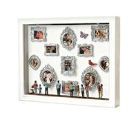 Generico Mini Museo - Vetrina per Foto Fai da Te | Scatola Porta illuminata con Mini Figurine e cornici Dorate, Cornice commemorativa Personalizzata per Coppie, cornici da Galleria in Legno, 1 Set