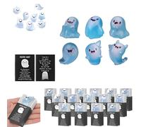 Generico Mini Resin Ghosts, Glow in The Dark Mini Ghosts with Box, 36 Light-Up Ghost Figurines in 6 Designs with 36 Thank You Cards and Box, for Halloween Home Decorate (6Pcs*Blue)