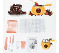Generico Mini Set per fonduta di Cioccolato, apparecchio Elettrico per sciogliere Cioccolato, Formaggio e Burro, temperatore di Cioccolato, Ideale per Feste e Dessert, Facile da Pulire (Giallo)