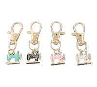 Generico Mini Sewing Machine Keychains A Stitch of Memory Meaning Retro Tiny Alloy Enamel Sewing Charms with Lobster Clasp (A)