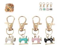 Generico Mini Sewing Machine Keychains Metal Novelty Sewing Machine Key Chains Sewing Charms, Retro Tiny Sewing Machine Pendants (4PCS/B)