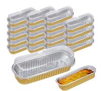 Generico Mini teglie in foglio di alluminio - Set da forno da 20 pezzi, per torta rettangolari | Contenitori da dessert antiaderenti, stampini con coperchio, mini per torte, pirottini in allumini