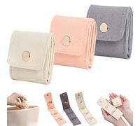 Generico Mini Travel Jewelry Bag, Mini Travel Jewelry Roll Bag with Buckle, Portable Foldable Travel Jewelry Organizer Case, Small Jewelry Box For Travel Essentials,Ring,Earring (pink+gray+beige)