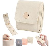 Generico Mini Travel Jewelry Bag, Mini Travel Jewelry Roll Bag with Buckle, Portable Foldable Travel Jewelry Organizer Case, Small Jewelry Box For Travel Essentials,Ring,Earring (beige)