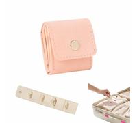 Generico Mini Travel Jewelry Bag,Portable Travel Jewelry Organizer Case,Compact Foldable Pouch,jewelry Roll Bag with Buckle,Lightweight Storage Book for Rings,Earrings,Necklaces (Pink)
