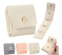 Generico Mini Travel Jewelry Bag,Roll Jewelry Organizer Pouch,Portable Foldable Travel Jewelrys Organizer Case,Small Jewelrys Box for Earrings,Rings,Necklaces (white-B, 9.5 * 1.8in/24 * 4.6cm)