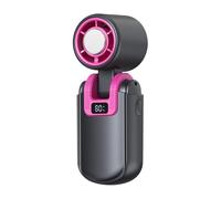 Generico Mini Ventilatore | ABS 12.2cm Portatile Grigio Rosa USB C Ricarica 2400mAh | Ventilatore Silenzioso 5 Velocità Display Digitale Regolazione 180° | Raffreddamento Personale Viaggio Ufficio