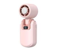 Generico Mini Ventilatore | ABS 12.2cm Portatile Grigio Rosa USB C Ricarica 2400mAh | Ventilatore Silenzioso 5 Velocità Display Digitale Regolazione 180° | Raffreddamento Personale Viaggio Ufficio