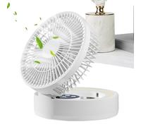 Generico Mini Ventilatori Per Camera Da | Ventilatore USB Ricaricabile A 5 Velocità - Ventola Per Comodino Con Luce LED E Specchio Trucco Timer E Pieghevole | per Comodino e Auto
