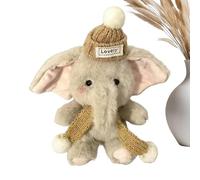Generico Miniature Elephant Plush - 13cm Small Gray Soft Doll With Hat & Scarf, Portable Travel Mascot, Cute Car Dashboard & Desktop Decoration, Premium Small Stuffed Animal | For Kids & Adults