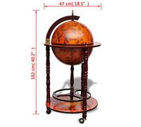 Generico Minibar a Forma di Globo con Supporto in Legno di Eucalipto,Marrone,8kg,60774