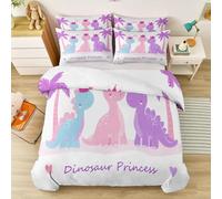 Generico Minimalismo Animali Dinosauri Palme Set Copripiumino in Microfibra,Bianco Reversibile 3 Pezzi Copripiumone con Cerniera e Federe - Di Facile Manutenzione per Ragazzi e Ragazze 200 x 200 cm