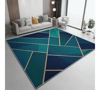 Generico Minimalismo Astrazione Geometria Antiscivolo Tappeto, 60 x 90 cm Camera Da Letto Soggiorno Tappeto Tappeto Ampio Tappeti - Blu-Verde Tappeto Per Sala Da Pranzo Casa Per Una Facile Pulizia