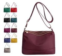 Generico Minimalist Large-Capacity Nylon Shoulder And Crossbody Bag, Women Lightweight Multi-Pocket Casual Bag for Travel (Red 1)