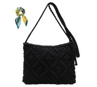 Generico Minimalist Tassel Women's Clutch,Bohemian Style Beach Crochet Purse,Retro Cotton Rope Woven Bag for Summer Vacation